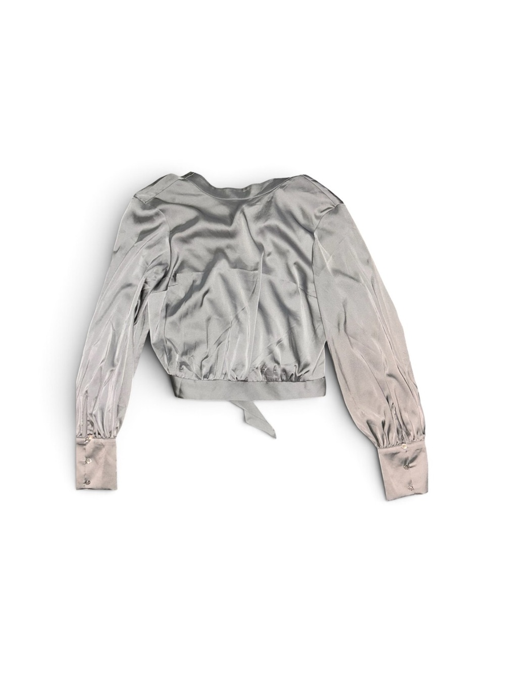 Express Silver Satin Tie-Back Crop Top